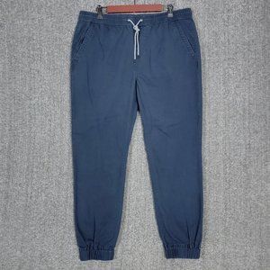 Aero Pants Mens Large Navy Blue Tapered Joggers Drawstring Pockets 100% Cotton